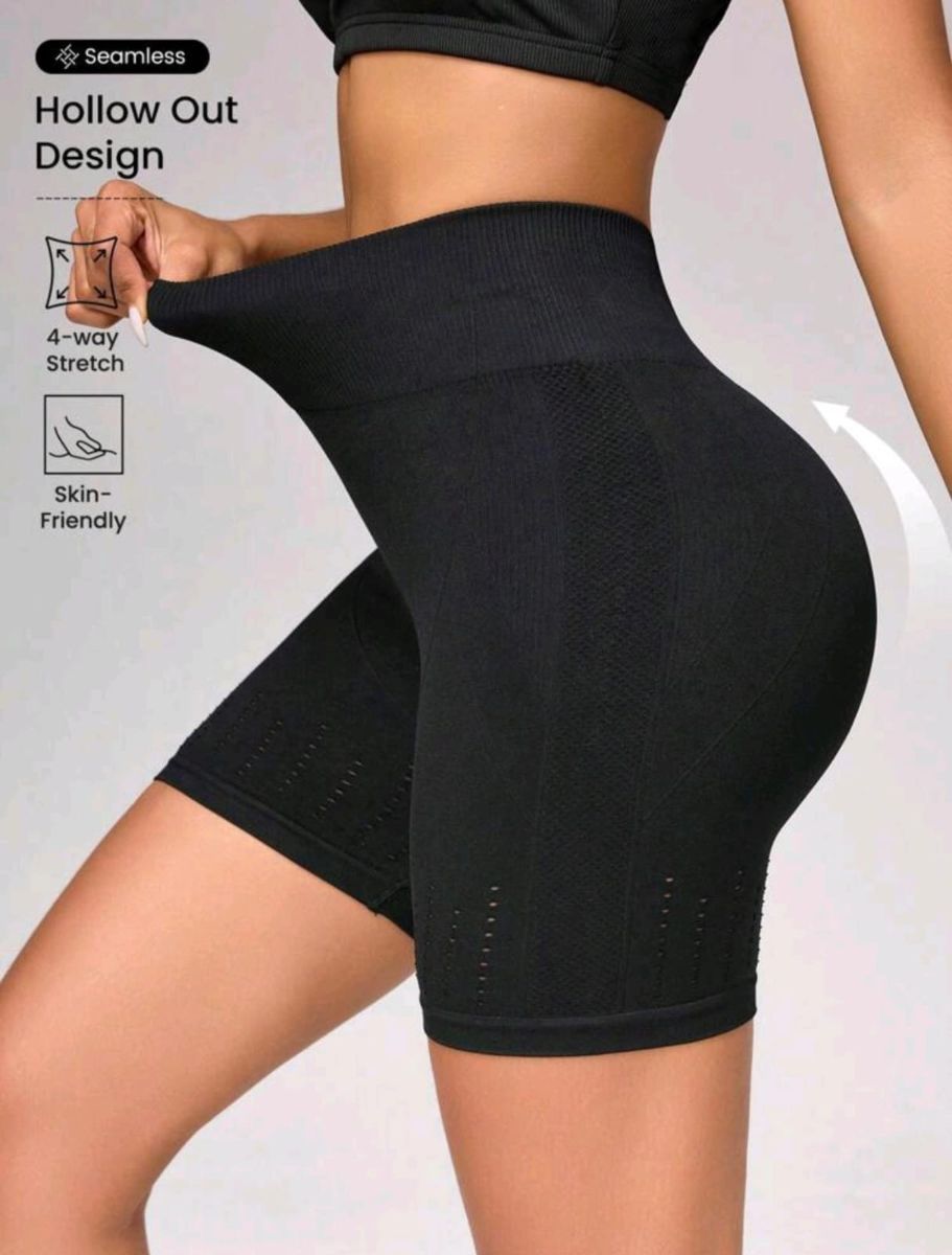 Short de licra deportivo negro sin costuras