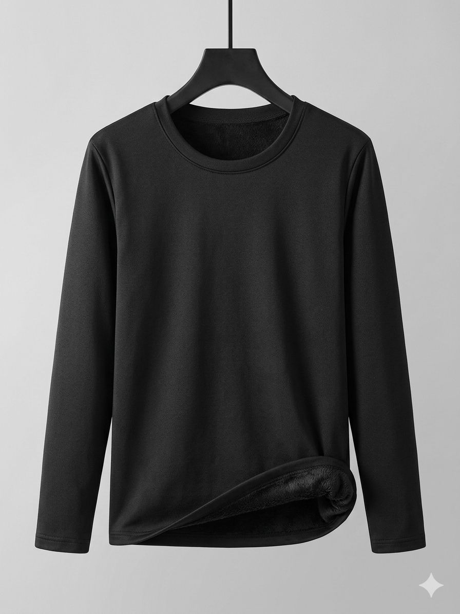 Camiseta térmica de manga larga con interior afelpado – Negro