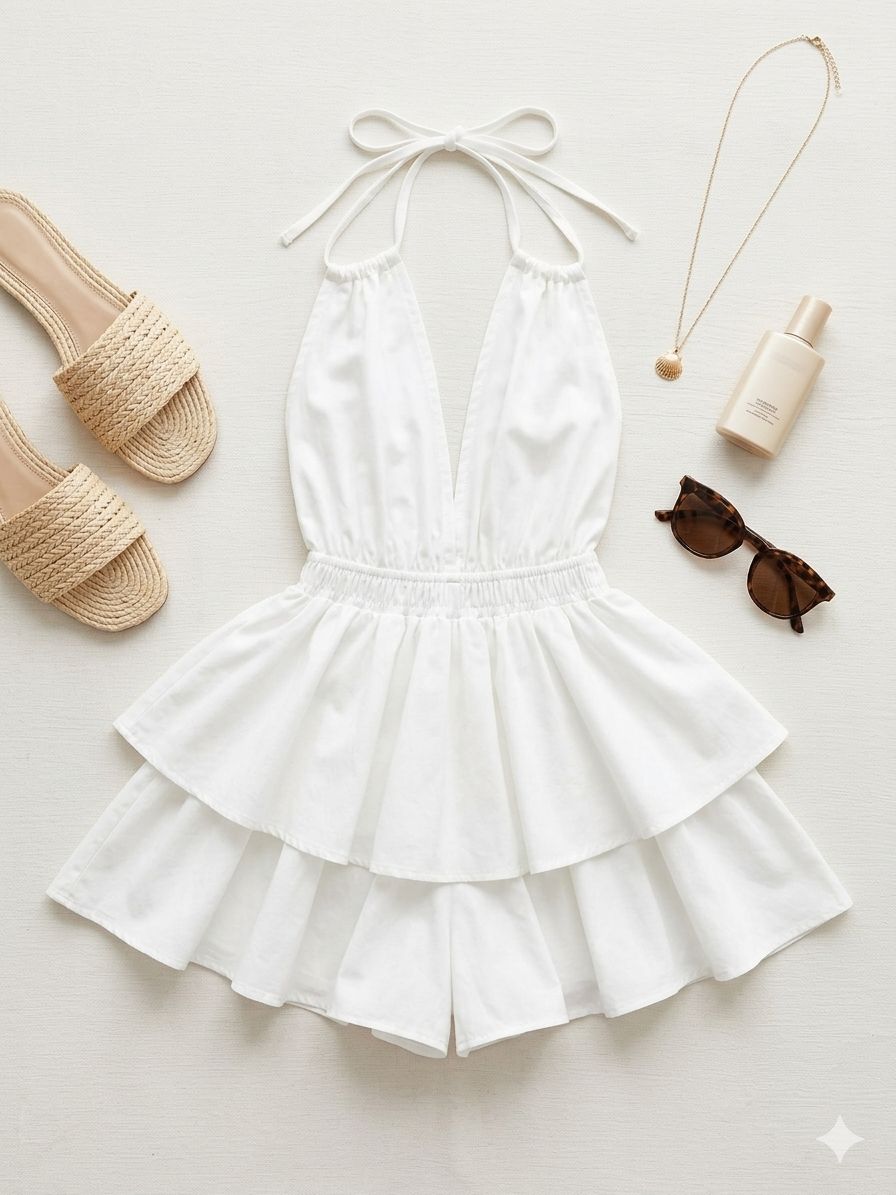 Enterizo Corto Playero Blanco