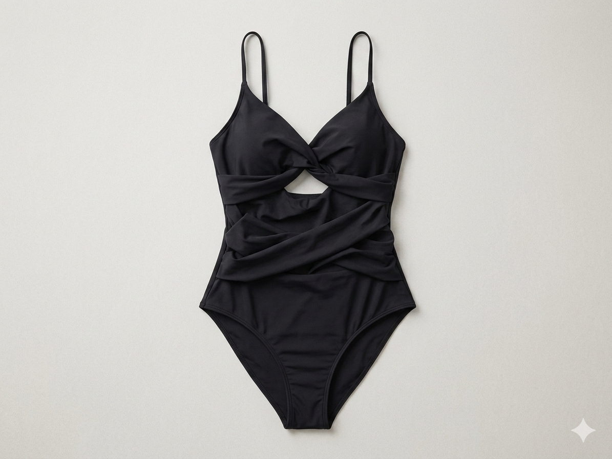 Bañador Monokini Negro con Copas Cruzadas